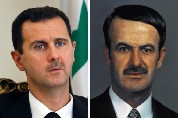 Bashar succeeded his father, Hafez (right), in 2000, with the Assad family ruling Syria for half a century.