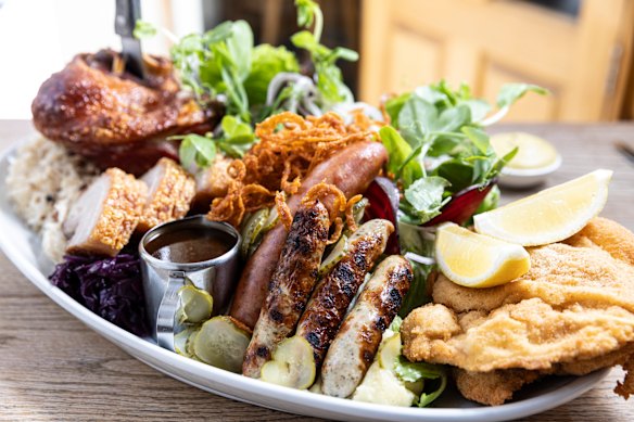 The feast platter is a way to sample Hofbrauhaus favourites.