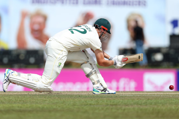 Cameron Green used his height to full effect on a spinner’s pitch.