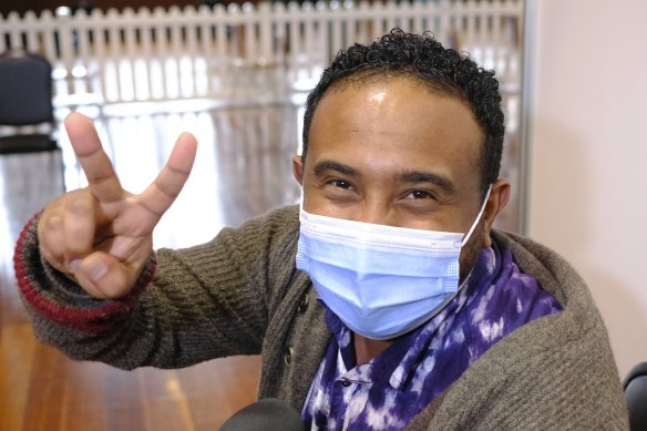 Abiy Gebeyehu got vaccinated in Carlton on Saturday, the day Victoria was confirmed to have passed one million fully vaccinated residents.