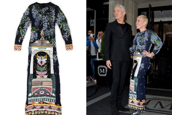 “Mysteria Wisteria”, part of the Romance was Born 2016 collection, and seen on the right worn by Catherine Martin with husband Baz Luhrmann at New York’s 2016 Met Ball.