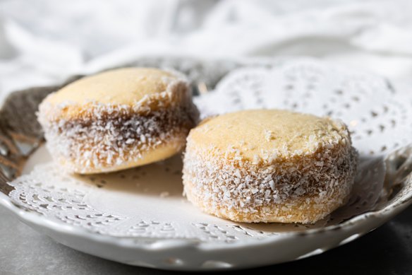 Alfajores, shortbread biscuits sandwiched with dulce de leche caramel.