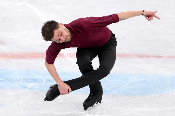 Brendan Kerry skates during the Beijing 2022 Winter Olympic Games at Capital Indoor Stadium.