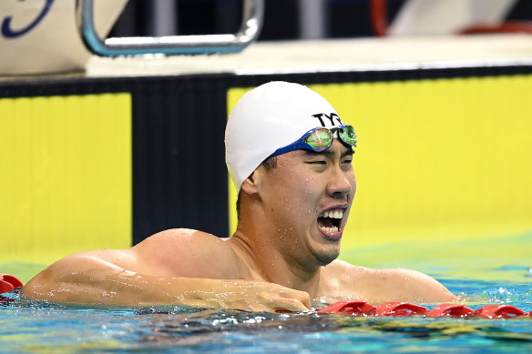 William Yang after winning the men’s 100m freestyle final.