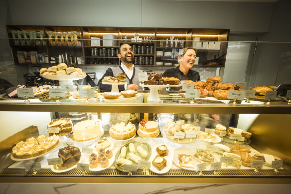 Hopetoun Bakeshop owner Vikram Singh and head pastry chef Georgia Carthew at the new premises.