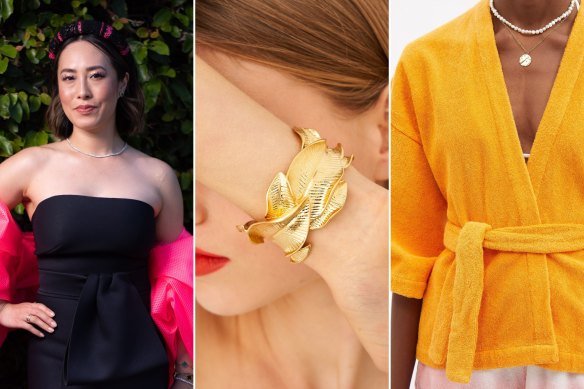 Television personality and writer Melissa Leong from ‘Masterchef’ is embracing Oroton accessories and terry cloth. 