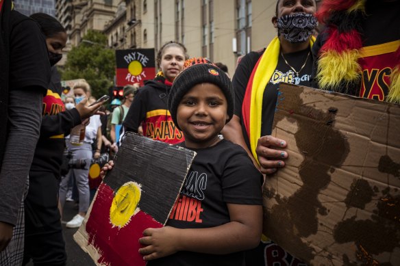 Invasion Day protest in Melbourne in January 2021.
