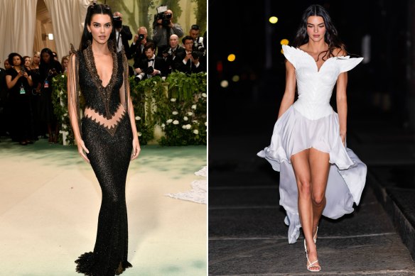 Kendall Jenner traded in black and gold for white and angelic.