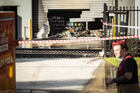 The burnt-out distillery in Keysborough on Friday.