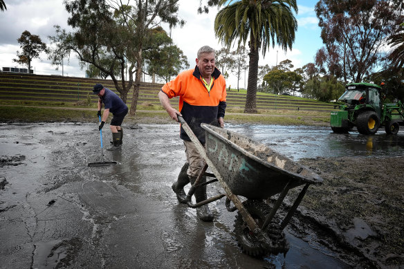 The flood clean-up around the Maribyrnong River.