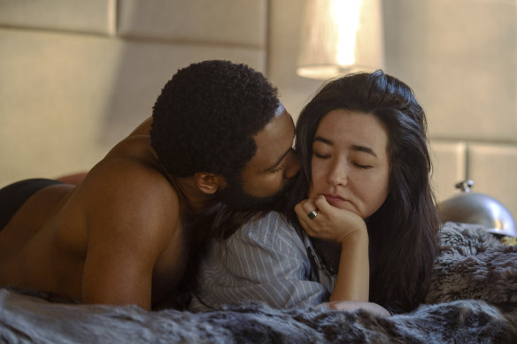 Donald Glover and Maya Erskine in a scene from Mr. & Mrs. Smith.