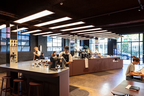 The sleek cafe space.