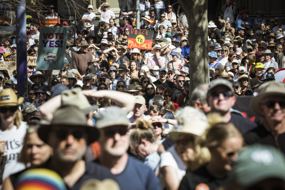 Tens of thousands of people marched through Melbourne’s CBD in support of the Voice.