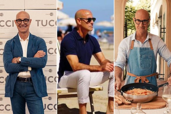Stanley Tucci’s commitment to blue and white is guiding men’s summer wardrobes.