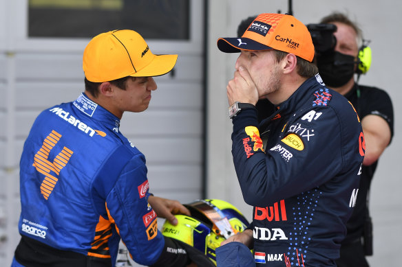 Lando Norris and Max Verstappen will start on the front row in the Austrian Grand Prix.
