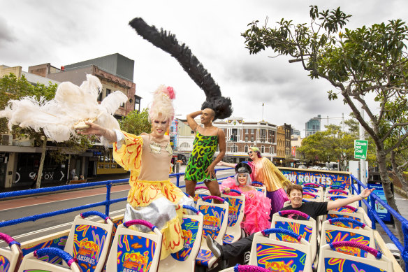 Aaron Manhattan, Seann Miley Moore, Millie Sykes, Norrie May-Welby and ’78er Robyn Kennedy prepare for WorldPride.