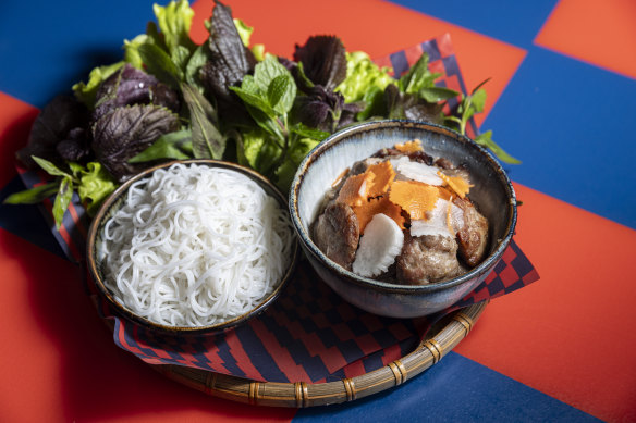 Hanoi-style bun cha with grilled pork.