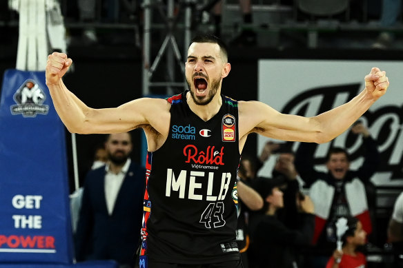 Chris Goulding celebrates after the game three win.