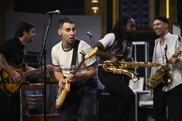 Bleachers performs on The Tonight Show with Jimmy Fallon in 2023.