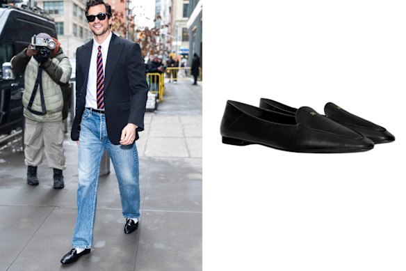 Above left: Paul Anthony Kelly; right: Celine loafers.