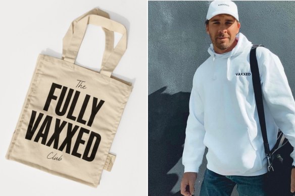 Tote. Modern bag and actor Hugh Sheridan wearing a hoodie from Melbourne label Vaxxed.
