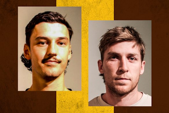 Hawthorn footballers Connor Macdonald (left) and Dylan Moore after their arrest in Arizona.