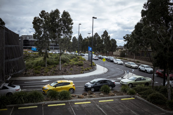 The wait for testing at Highpoint Shopping Centre blew out on Monday.