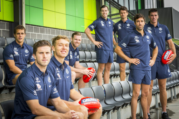 Marc Murphy, Patrick Cripps and other members of the Carlton leadership group in 2018.