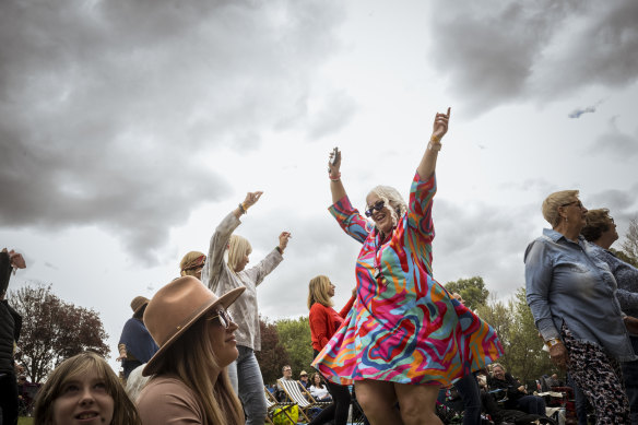 Nicole Greenfield dances at Sunbury on Saturday.
