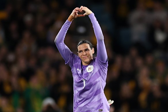 Williams acknowledges the crowd at her retirement match, a friendly between Australia and China, in 2024.  