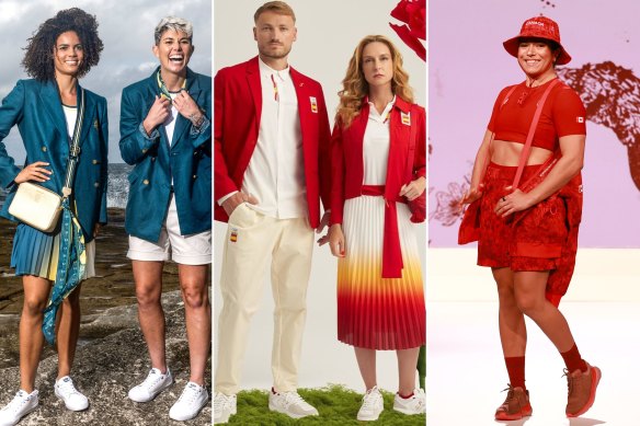 Team Australia in Sportscraft; The Spanish Olympic opening ceremony uniform; Lululemon’s designs for team Canada.