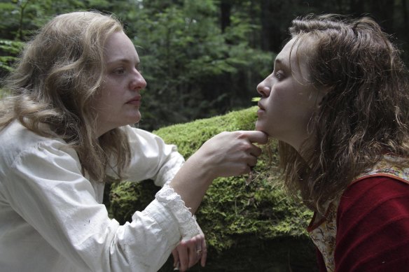 Elisabeth Moss as the (real-life) novelist Shirley Jackson and Odessa Young as the fictional Rose in Shirley. 