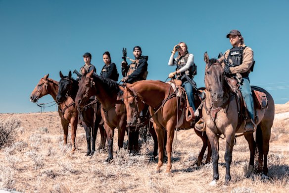 Marshals (from left): Tatanka Means,  Ash Santos, Logan Marshall-Green, Arielle Kebbel and Luke Grimes. 