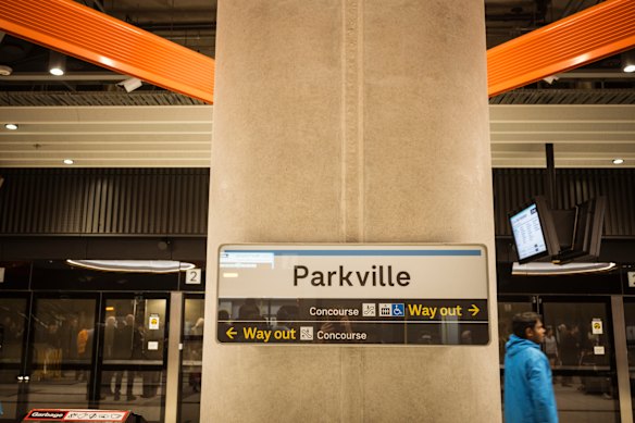 Parkville station’s platform.