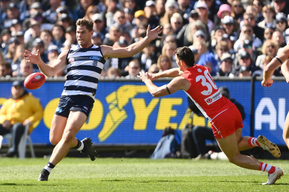 Tom Hawkins set the Cats on the path to a grand final win with the first two goals of the game.