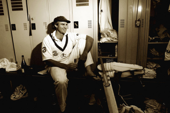 Matthew Hayden relaxes in the afterglow of his 380 against Zimbabwe.