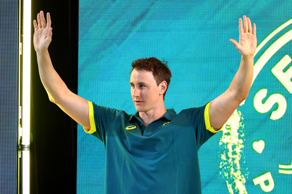 Cam McEvoy books his ticket to Paris last week at Australia’s Olympic swimming trials. 