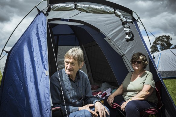 Mooroopna residents Don and Anita Roberts came to the Evacuation Centre at the Tatura Football Oval.