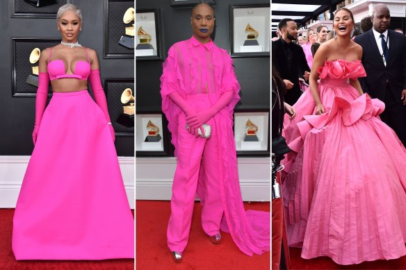Saweetie and Billy Porter in Valentino and Chrissy Teigen in Nicole + Felicia Couture.