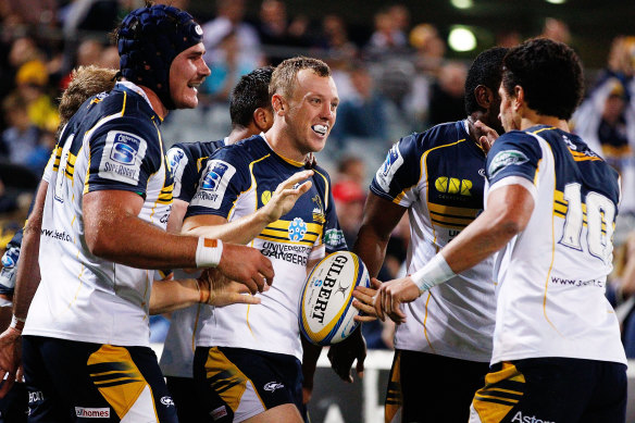 Jesse Mogg playing with the Brumbies in 2014.