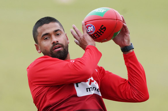 Brad Hill pictured during training on Tuesday. 