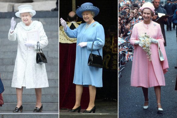The Queen’s Diamond (2012), Golden (2002) and Silver (1977) Jubilee outfits for the Service of Thanksgiving.