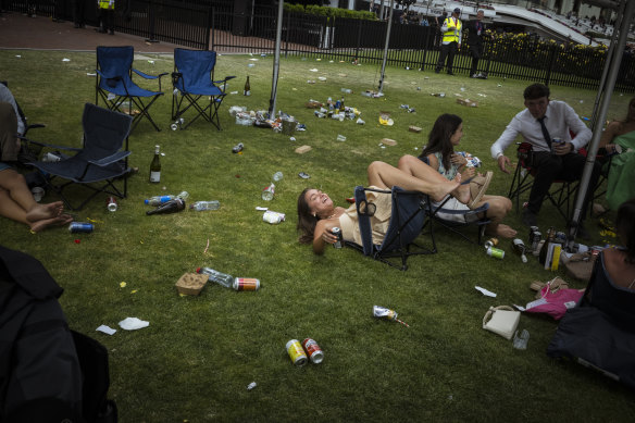 Punters enjoy the festivities at Melbourne Cup Day.