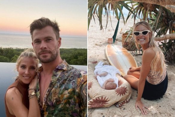 Influencers like Elyse Knowles (right) and actors Elsa Pataky and Chris Hemsworth (left) took Byron’s name and stunning scenery global.