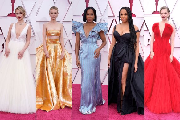 From left: Maria Bakalova, Carey Mulligan, Regina King, Nicolette Robinson, Amanda Seyfried.