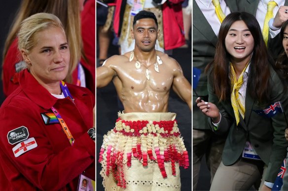 The official opening ceremony uniforms for England, Tonga and Australian at the Commonwealth Games in Birmingham.