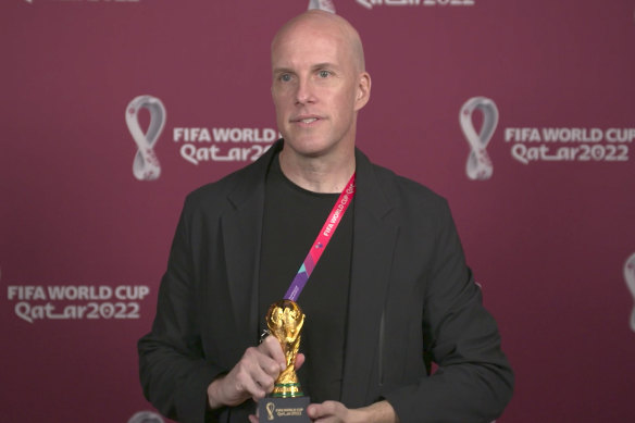 Grant Wahl at an awards ceremony on Doha last month.
