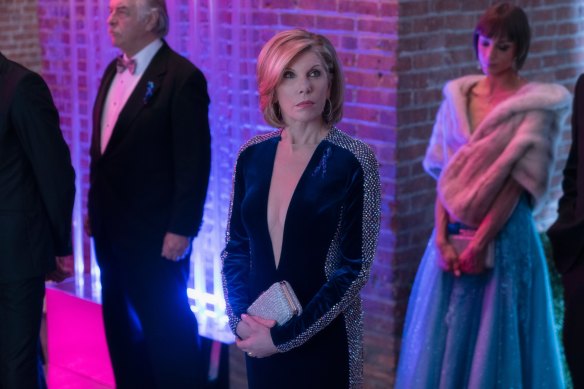 Diane Lockhart (Christine Baranski, centre) wakes up in a parallel America the morning after the 2016 US election in the new season of The Good Fight.