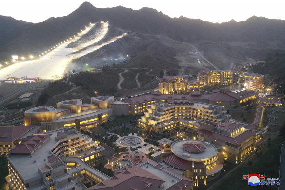 The Yangdok Hot Spring Cultural Recreation Centre and ski field in South Pyongan Province, North Korea. 