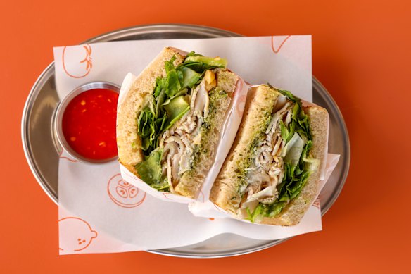 Roast chicken sandwich. 